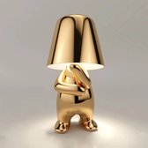 Bureaulamp 03 led dimbaar industrieel goud – lampje woonkamer oplaadbare tafellamp slaapkamer nachtlampje volwassenen – Touch