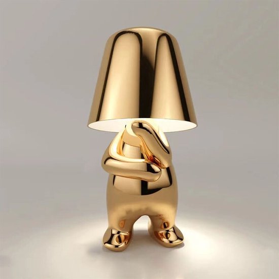 Bureaulamp 03 led dimbaar industrieel goud – lampje woonkamer oplaadbare tafellamp slaapkamer nachtlampje volwassenen – Touch