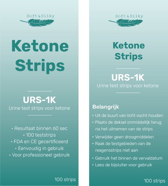 Ketonentest - 100 strips - Keto - Dieet - URS-1K - FDA Keurmerk - Ketose - Urine - Test - Strips - Soft & Silky