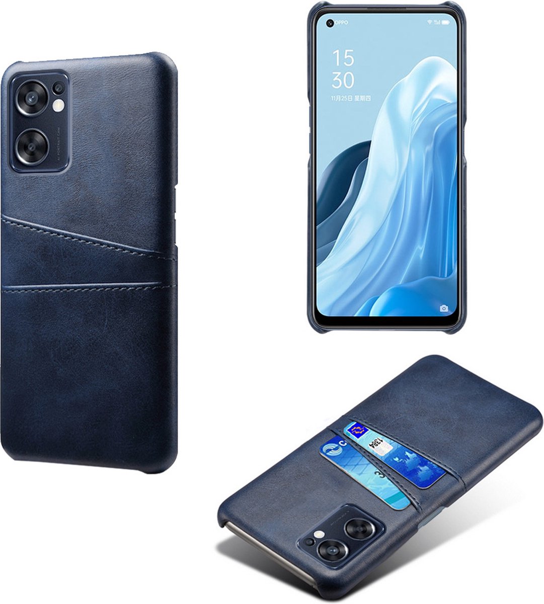 Back Cover met Opbergvakjes + PMMA Screenprotector voor OPPO Find X5 Lite _ Blauw