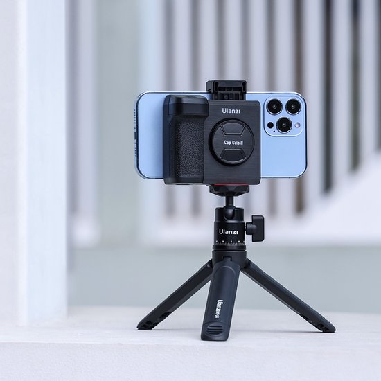 Ulanzi CapGrip II smartphone camera grip - met magnetische Bluetooth afstandsbediening - Universele aansluiting tot 8,2cm breed - Cold shoe-mount - Zwart - Ulanzi