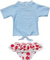 Snapper Rock - UV Zwemset voor baby's en kinderen - Korte mouw - Juicy Fruit - Blauw/Rood - maat 12-18 (76-83cm)