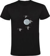 Vogel Maan Heren T-shirt | Kunst | Ruimte | Vogels | Dieren | Dier | Beest | Ruimtevaart | Grappig Shirt