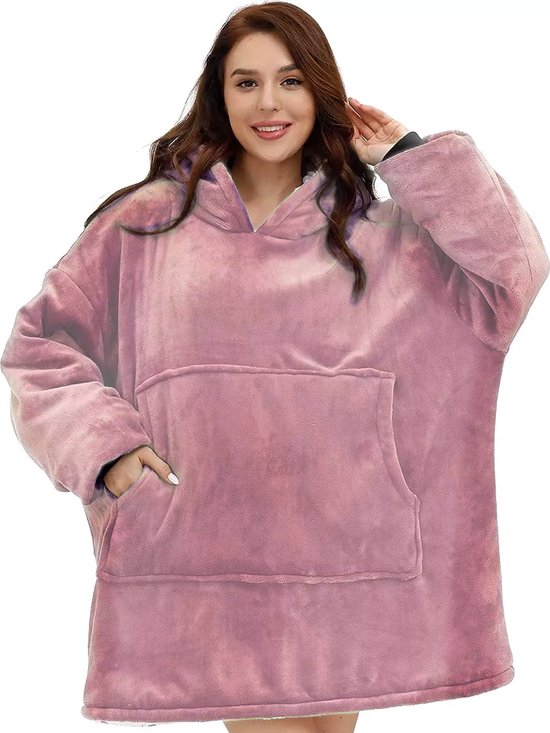 Hoodie Deken - Snuggie Cuddle - Licht Roze - Fleece Deken Met Mouwen - extra groot 1400g - Suggie - Snuggle Hoodie - Oversized Blanket - Dames & Mannen - Hoodie Blanket - Voor Kinderen, Dames & Mannen - Litalente