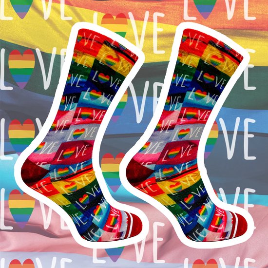 Sock my LGBTQ+ - Grappige sokken - Maat 39-42 - Sokken Valentijn - Funny Socks - Vrolijke sokken - LHBTIQ sokken - Gekke sokken - Grappige cadeaus - Socks First.