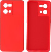 Hoesje Geschikt voor OPPO Reno 8 4G - Fashion Telefoonhoesje Backcover - Siliconen Hoesje - Rood