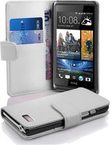 Cadorabo Hoesje geschikt voor HTC Desire 600 in MAGNESIUM WIT - Beschermhoes van getextureerd kunstleder en kaartvakje Book Case Cover Etui