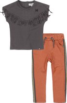 Koko Noko - Kledingset - Meisjes - Joggingbroek Fox - Shirt Bruin - Maat 128