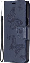 Mobigear Telefoonhoesje geschikt voor Xiaomi 12T Pro Hoesje | Mobigear Butterfly Bookcase Portemonnee | Pasjeshouder voor 3 Pasjes | Telefoonhoesje voor Pinpas / OV Kaart / Rijbewijs - Blauw