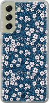 Casimoda® hoesje - Geschikt voor Samsung S21 FE - Bloemen Blauw - Backcover - Siliconen/TPU - Blauw