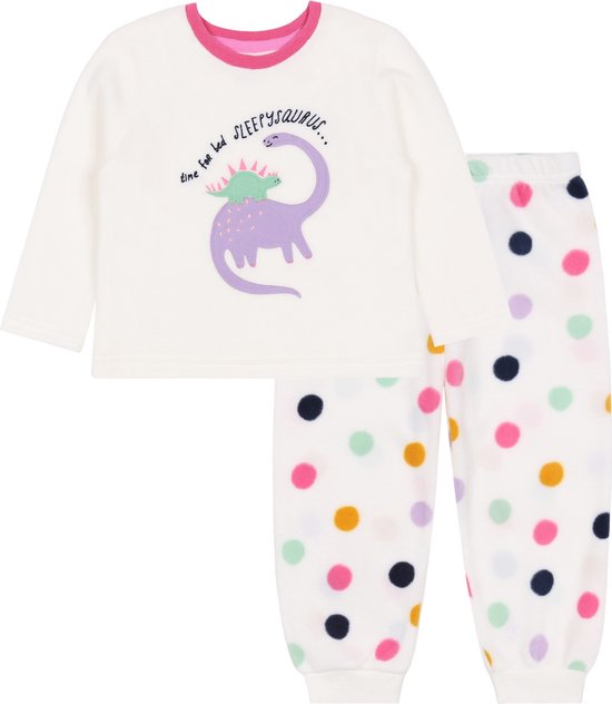 Dinosaurus - Baby witte polkadot pyjama met lange broek