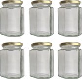 RANO - 6 stuks zeshoekige weckpot glas 288ml met sluiting - weckpotjes / opbergpotten / inmaakpot / glazen pot met deksel / glazen potten / glazen potjes met deksel
