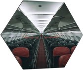 WallClassics - Dibond Hexagon - Binnenkant van Vliegtuig - 70x60.9 cm Foto op Hexagon (Met Ophangsysteem)