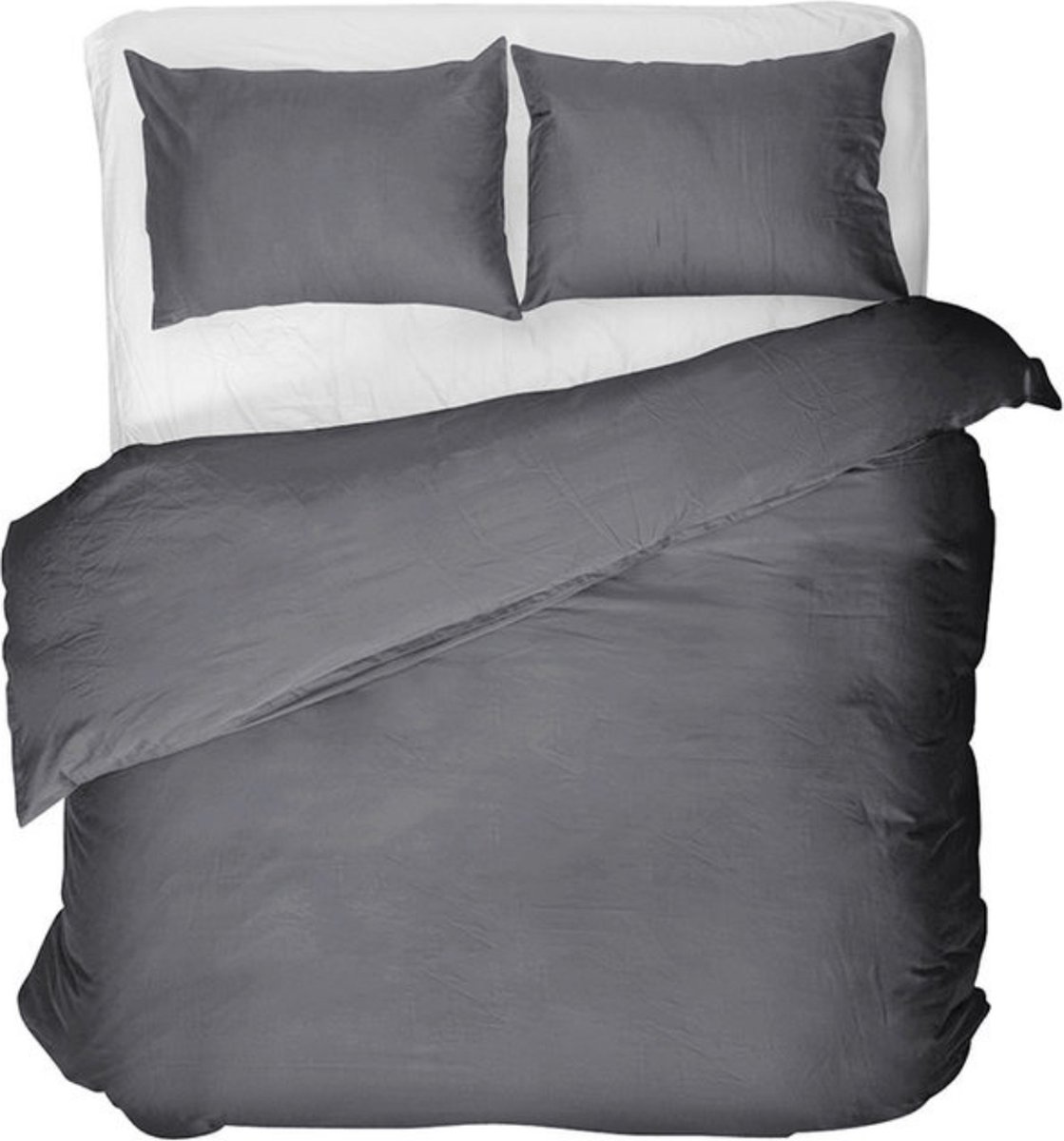 Luxe Egyptische Katoenen Dekbedovertrek Antraciet Lits-Jumeaux 240x200/220 cm - Zeer Hoogwaardige Kwaliteit - Super Zacht