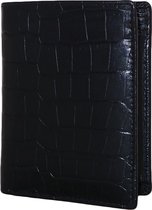 Leather Design Portemonnee Croco met Kaarthouder Vak Zwart