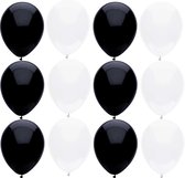 Haza Ballonnen verjaardag/thema feest - 200x stuks - zwart/wit