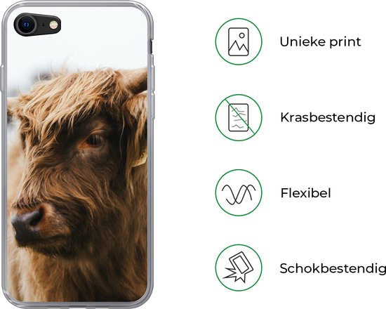 Coque iPhone SE 2020 - Highlander écossais - Animaux - Cornes - Siliconen