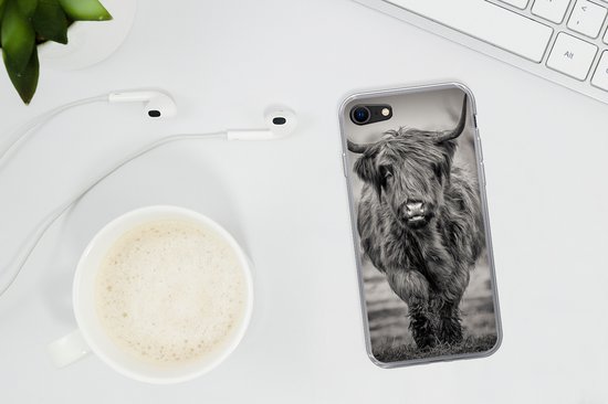 Coque iPhone 7 - Scottish Highlander - Zwart - Wit - Étui de téléphone en Siliconen