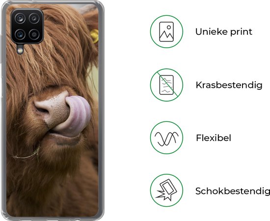 Coque Samsung Galaxy A12 - Highlander écossais - Marron - Animaux - Siliconen