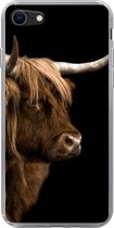 Geschikt voor iPhone 8 hoesje - Schotse hooglander - Koe - Zwart - Siliconen Telefoonhoesje