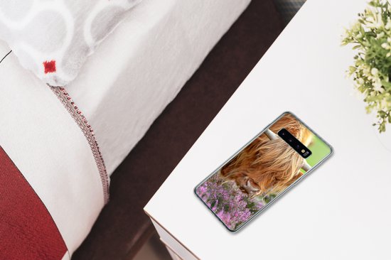Coque Samsung Galaxy S10 - Highlander écossais - Violet - Fleurs - Coque de téléphone en Siliconen