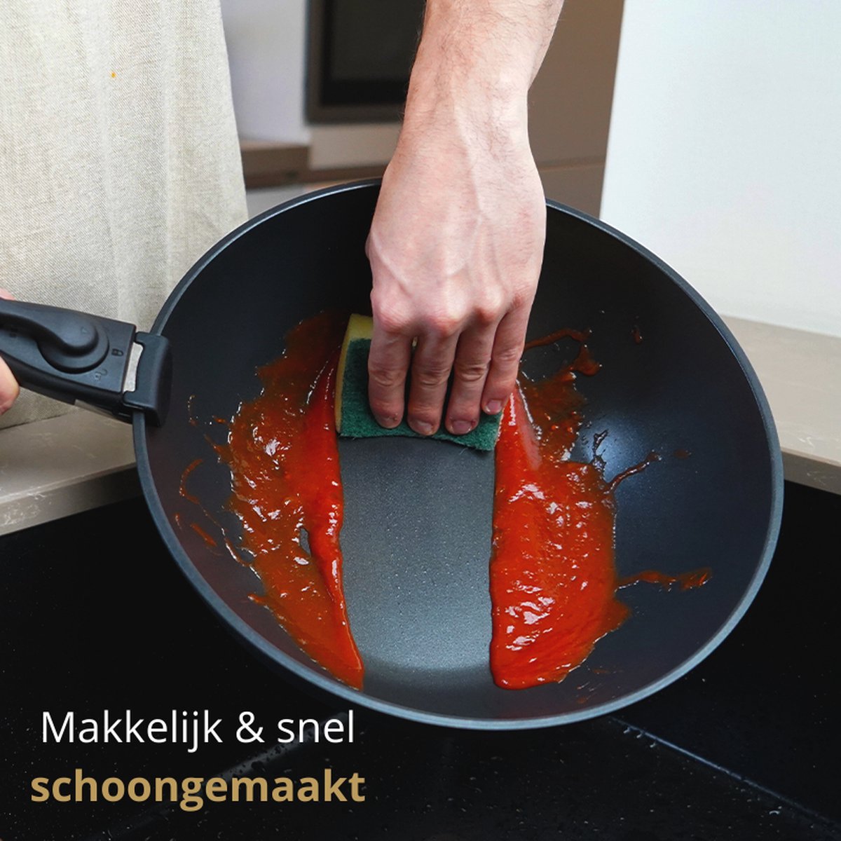 CookingTotem®, 5-Delige Stapelbare Non-stick Pannenset, Zwart