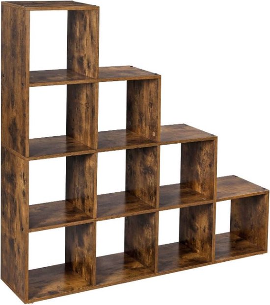 MIRA Home - Boekenkast - Boekenrek - Vakkenkast - Kast - Vintage - 129,5x29x129,5