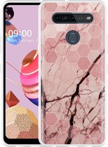 LG K51S Hoesje Pink Marble - Designed by Cazy