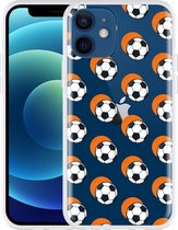 Geschikt voor Apple iPhone 12 Hoesje Soccer Ball Orange Shadow - Designed by Cazy