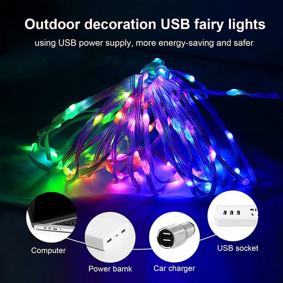 NexLights 10 meter RGB USB Kerstverlichting Inclusief