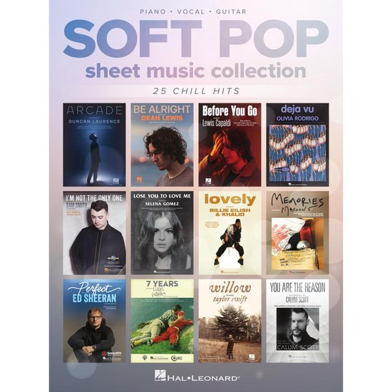 Couverture du livre Soft Pop Sheet Music Collection, avec une mosaïque de couvertures d'albums.