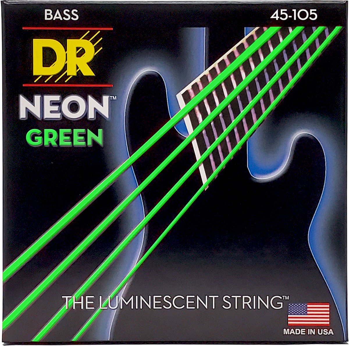 DR 4er bas 45-105 Hi-Def neon Green neon NGB-45 - Snarenset voor 4-string basgitaar