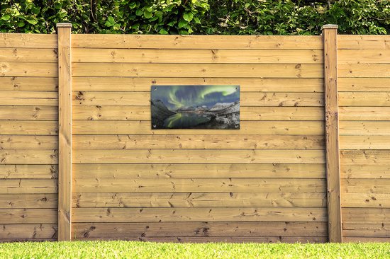 Affiche de jardin Aurores Boréales - Mer - Montagnes - 80x40 cm