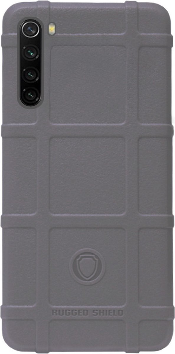 RUGGED SHIELD Rubber Bumper Case Hoesje Geschikt voor Xiaomi Redmi Note 8 (2021/ 2019) - Grijs