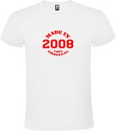 T-Shirt Wit avec Image « Made in 2008 / 100% Original » Rouge Taille S