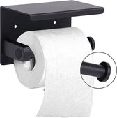 TDR-Toiletrol houder Met Plankje - RVS-Badkamer accessoires-zwart