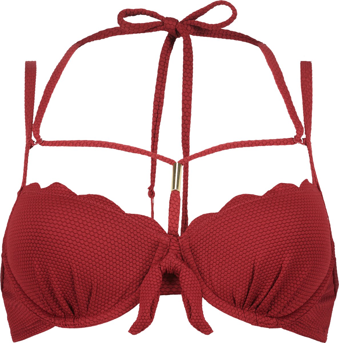 Hunkemöller Dames Badmode Voorgevormde beugel bikinitop Scallop - Rood - maat B85