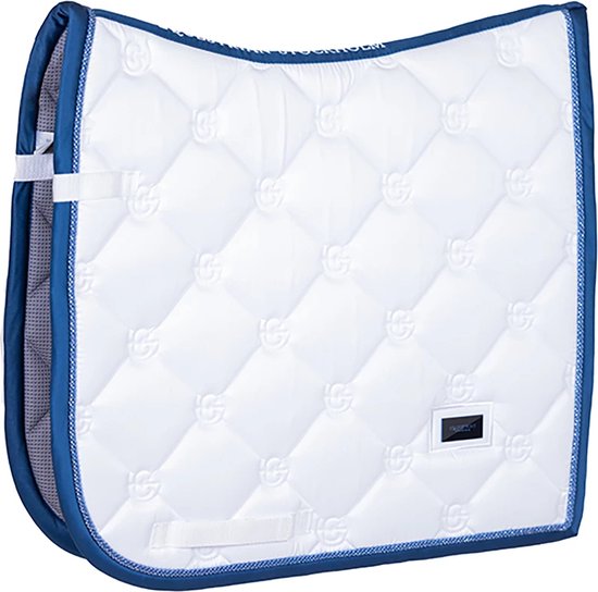 Equestrian Stockholm Saddle Pad White Blue Meadow Size Full Dressage