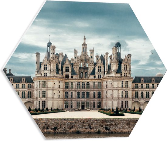 WallClassics - Plaque Mousse PVC Hexagone - Kasteel de Chambord - France - 50x43,5 cm Photo sur Hexagone (Avec Système d'accrochage)