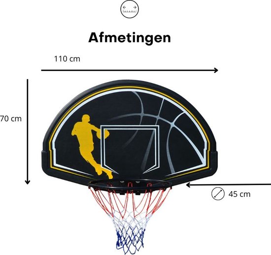 Pegasi Basketbalbord buiten en binnen met basketbalring - 110 x 70 cm - Incl. bevestiging - Sport - PEGASI