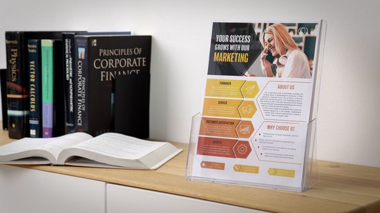 Europel Folderbakje – Flyers – A4 – 21 x 29,7 cm – Glasheldere presentatie – Beurzen en kantoren