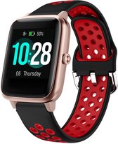 Siliconen Smartwatch bandje - Geschikt voor ID205L sport bandje - zwart/rood - Strap-it Horlogeband / Polsband / Armband