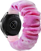 Strap-it Scrunchie bandje geschikt voor Samsung Galaxy Watch 42mm / 3 41mm / Active / Active2 / Gear Sport - Amazfit Bip / GTS - Polar Ignite / Unite - Huawei Watch GT 2 / 3 42mm - paars/roze