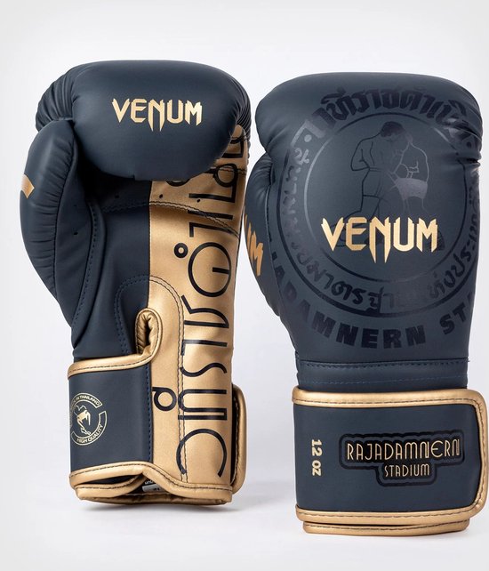 RAJADAMNERN X Venum Muay Thai Bokshandschoenen Marineblauw Goud 14 OZ