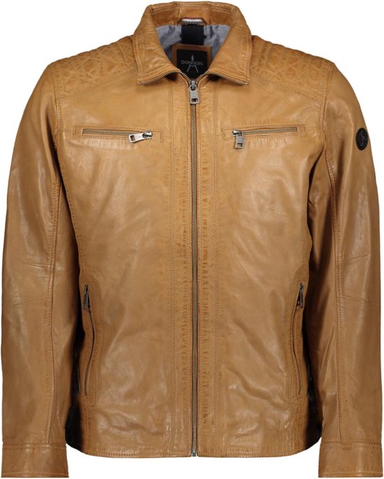 Donders Jas Leather Jacket 52347 L Camel Mannen Maat - 48 | bol.com