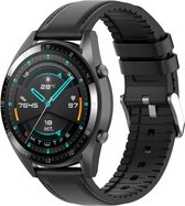 By Qubix bracelet cuir + silicone 20mm - Zwart - Convient pour Samsung Galaxy Watch 4 - 4 Classic - Watch 5 - 5 Pro - Active 2 - Watch 3 (41mm)
