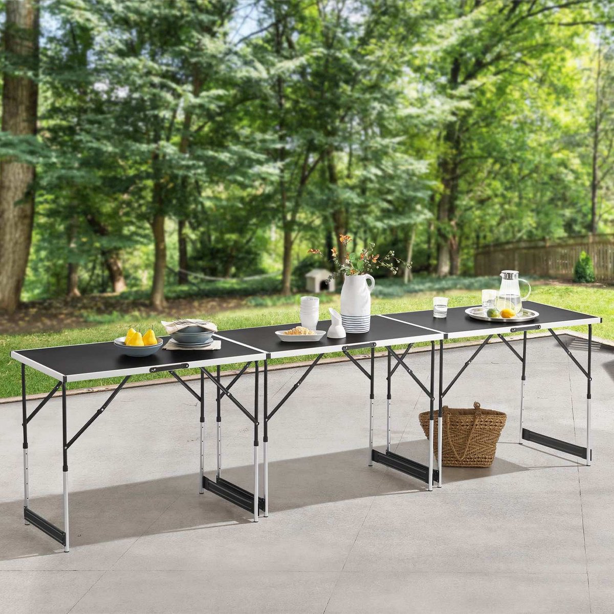 Table Pliante 3 En 1 Aluminium 100x60 Cm - Réglable En Hauteur - Pour Camping, Marché, Fête