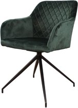 DS4U® armstoel Romy - stoel - velvet - velours - draaibaar - fluweel - groen - zwart metaal