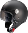 BEON Logo Scooter helm met vizier - Geschikt als Scooter Brommer Motor Snorfiets helm - Retro Vespa scooterhelm - Volwassenen - M - Mat Zwart - Jethelm incl Gratis helmtas