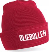 Bellatio Decorations Muts Oliebollen - unisex - one size - rood - wintermuts